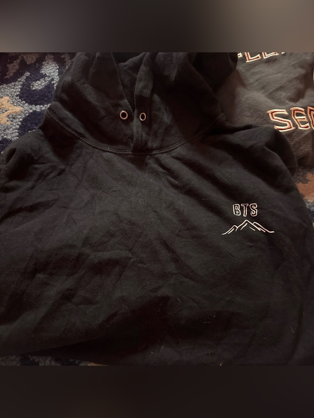 BTS Black Pullover Hoodie with Mountain Logo